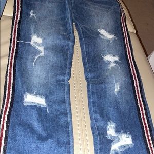 NWT distress jeans with sequin sides